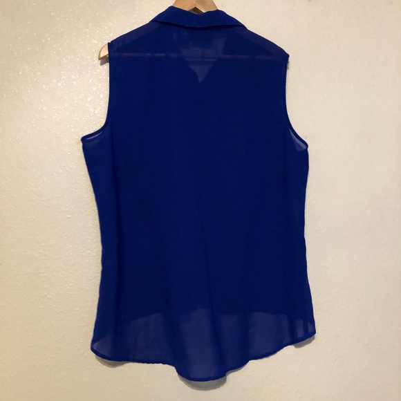 Sheer Blue Button Down Tank Top - Picture 2 of 3